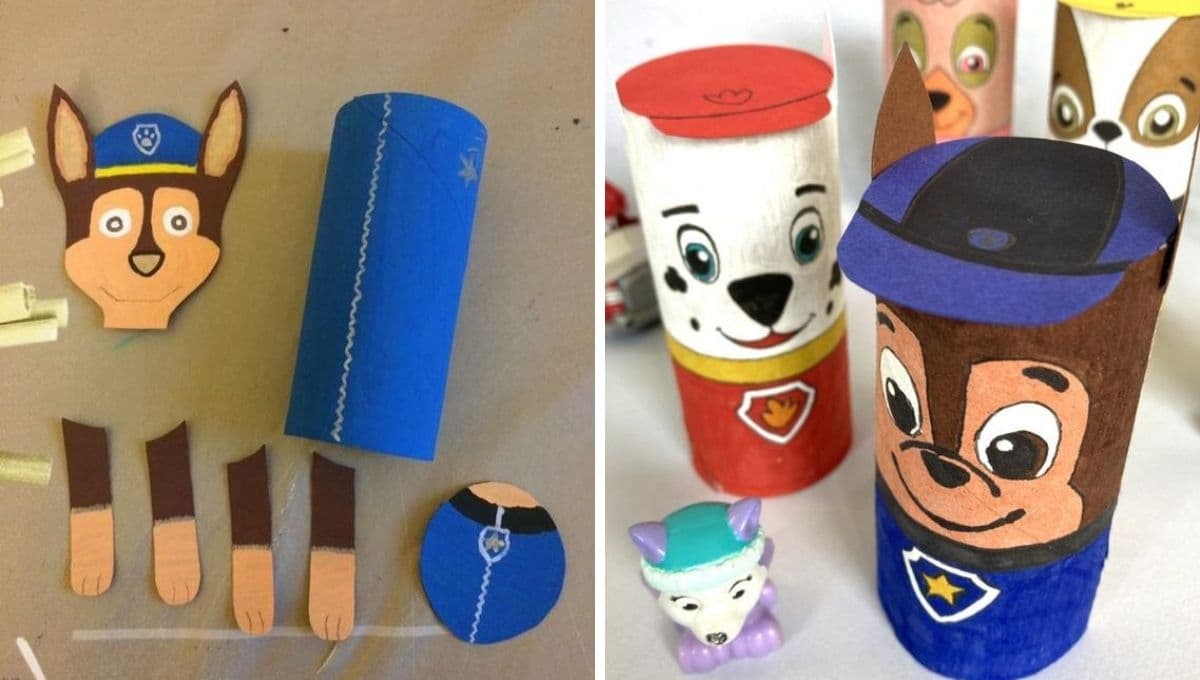 Recuerditos de Paw Patrol para fiesta con material reciclado: cómo hacer un dulcero de Chase fácil