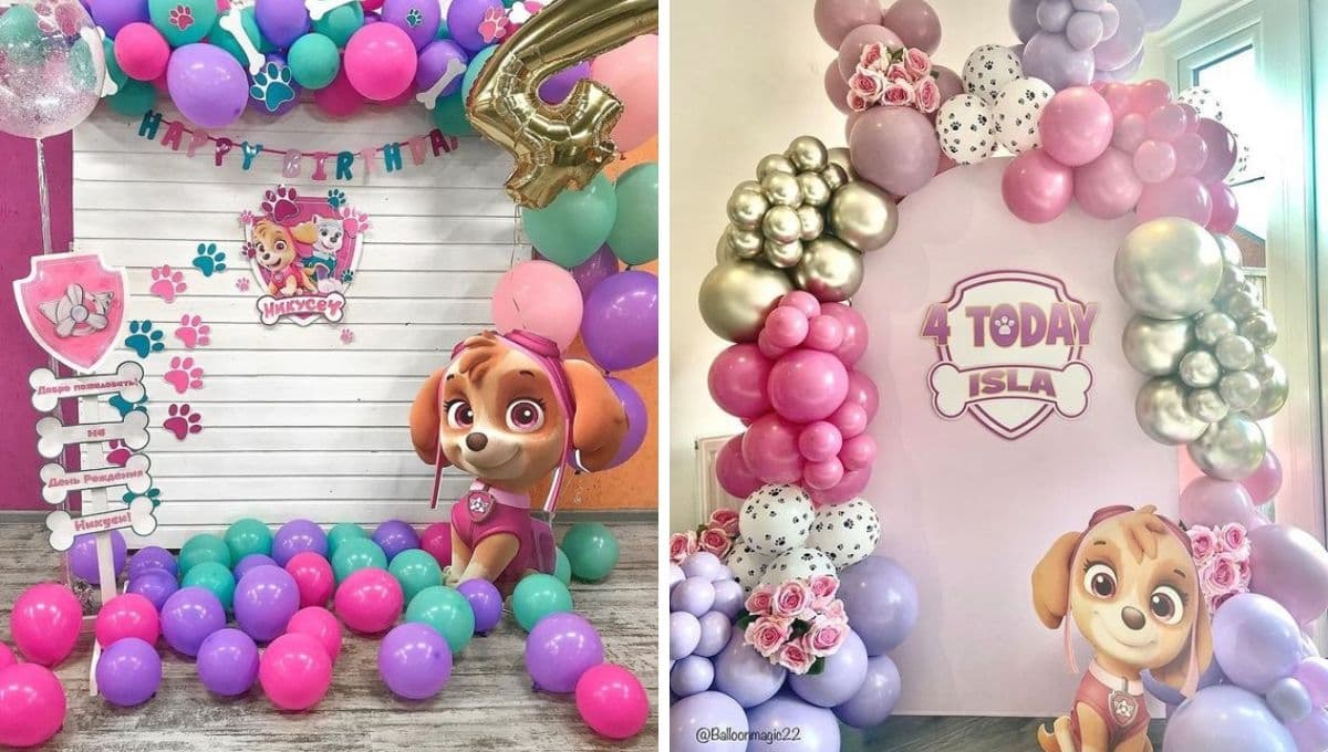 Decoración de Paw Patrol con globos para niña: ideas para una fiesta hermosa