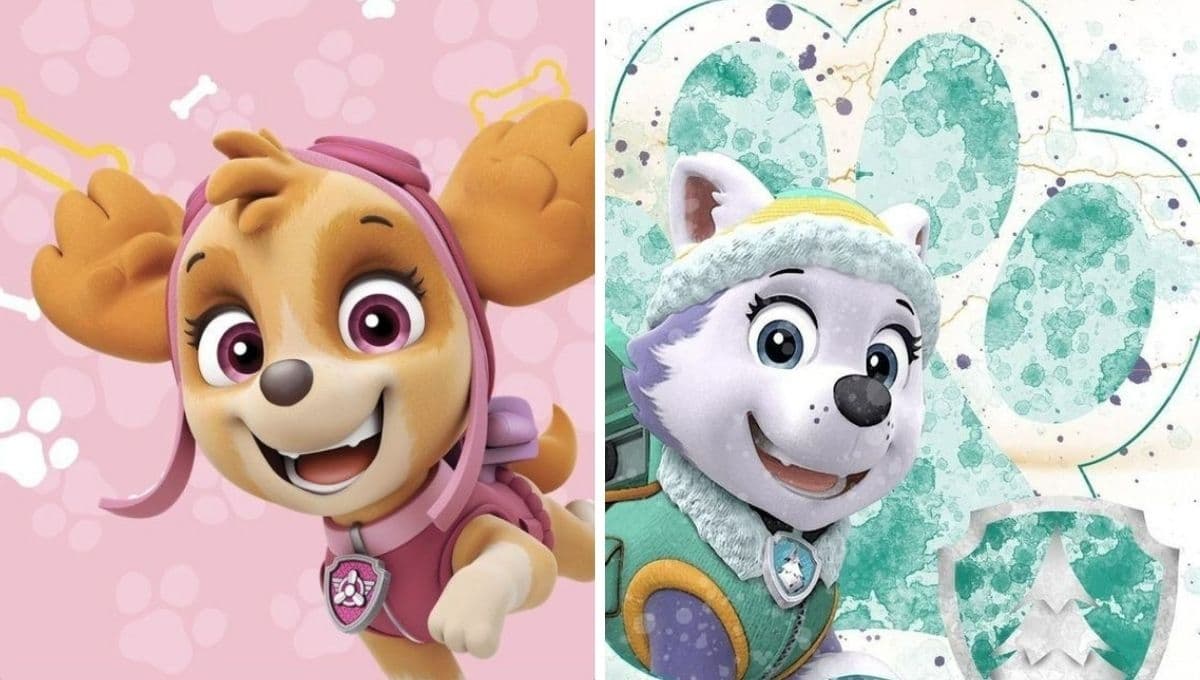 Stickers de Skye y Everest: estampitas bonitas de las cachorritas de Paw Patrol