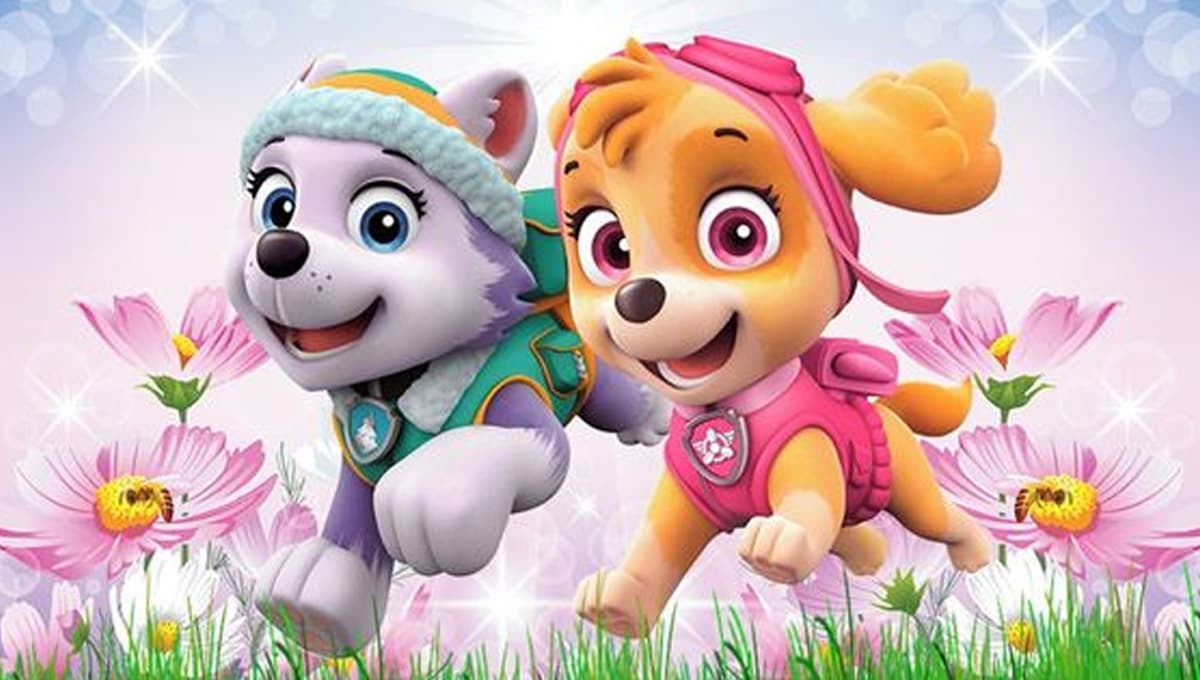 Stickers bonitos de Skye y Everest de Paw Patrol para compartir en primavera