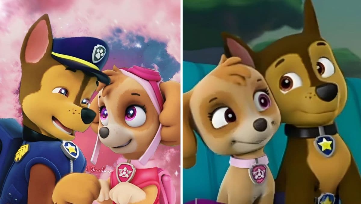 Stickers de Chase y Skye de Paw Patrol enamorados para compartir: estampas bonitas