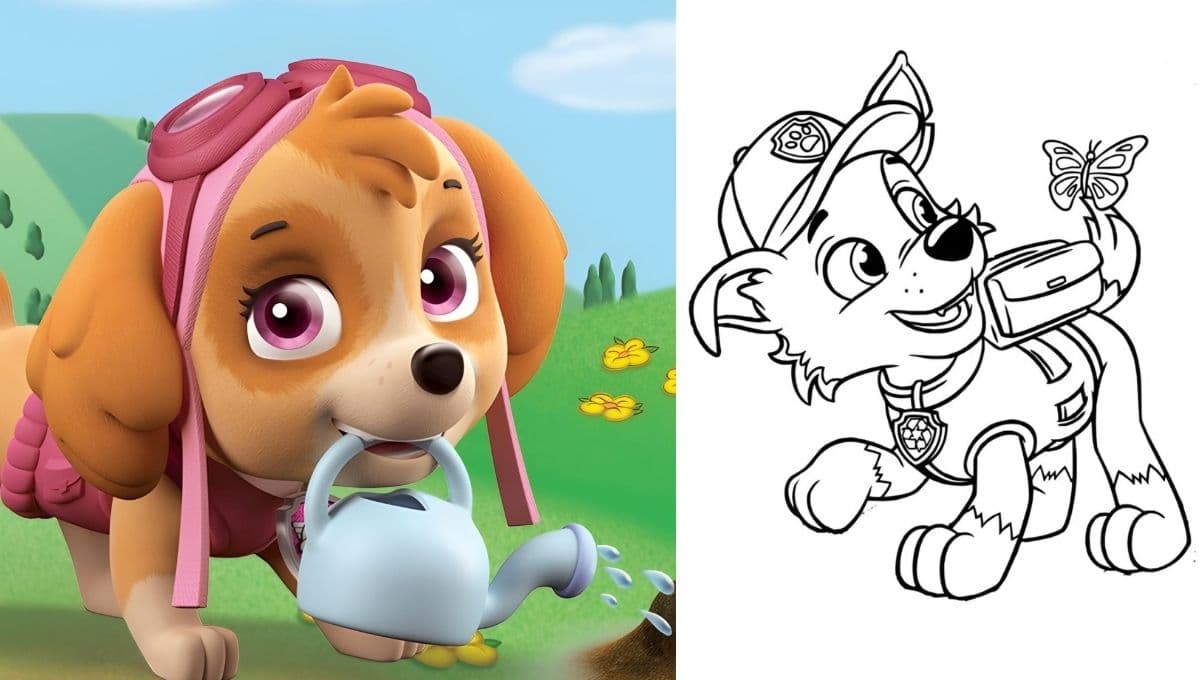 Plantillas bonitas de Paw Patrol para colorear y recibir la primavera