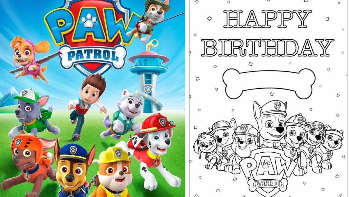 Dibujos de cumpleaños de Paw Patrol: actividades bonitas para imprimir y colorear