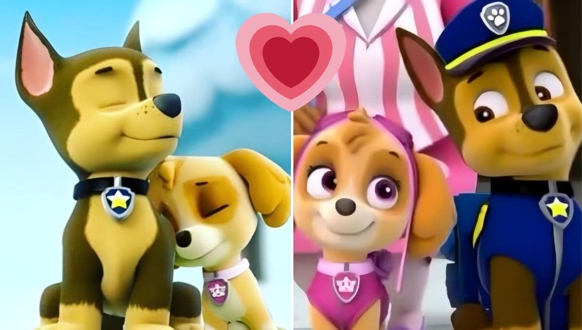 Stickers de Chase y Skye de Paw Patrol para compartir si estás enamorado: estampas tiernas