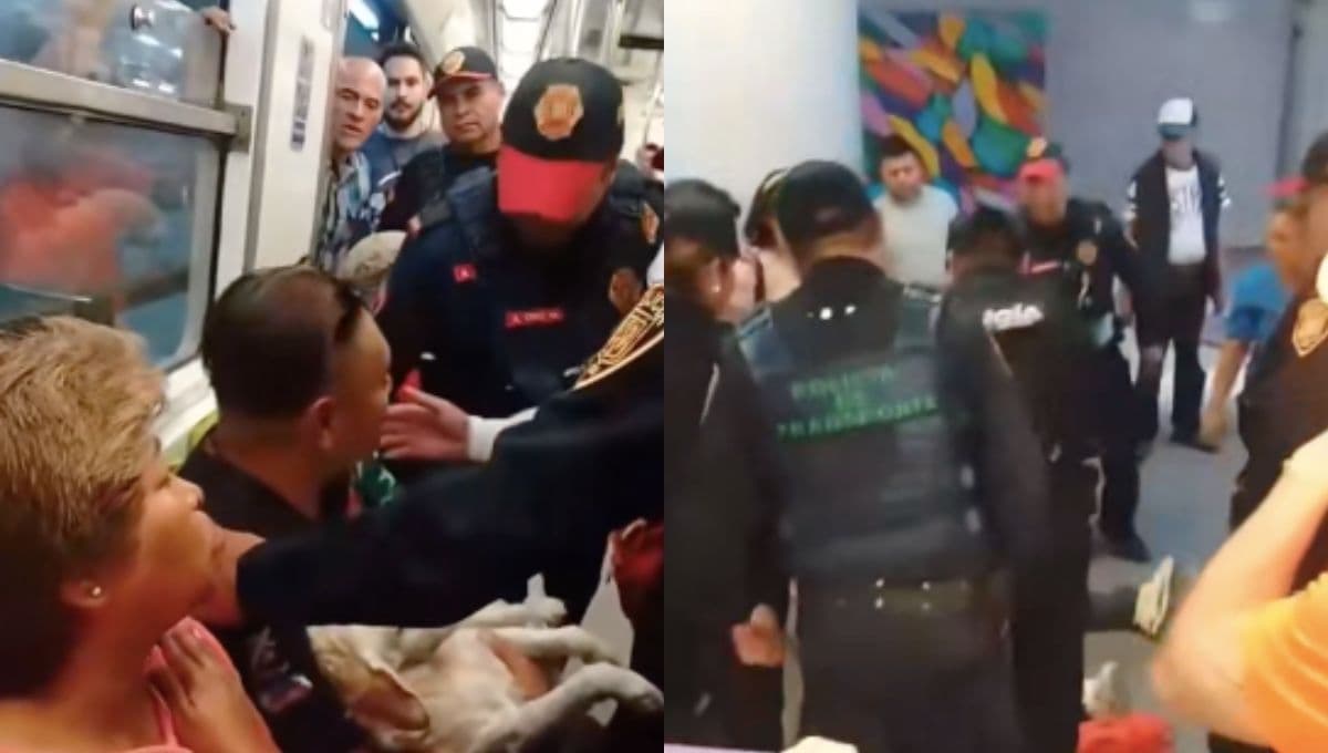 VIDEO: Policía baja del Metro CDMX por la fuerza a hombre que llevaba a su perrito al veterinario