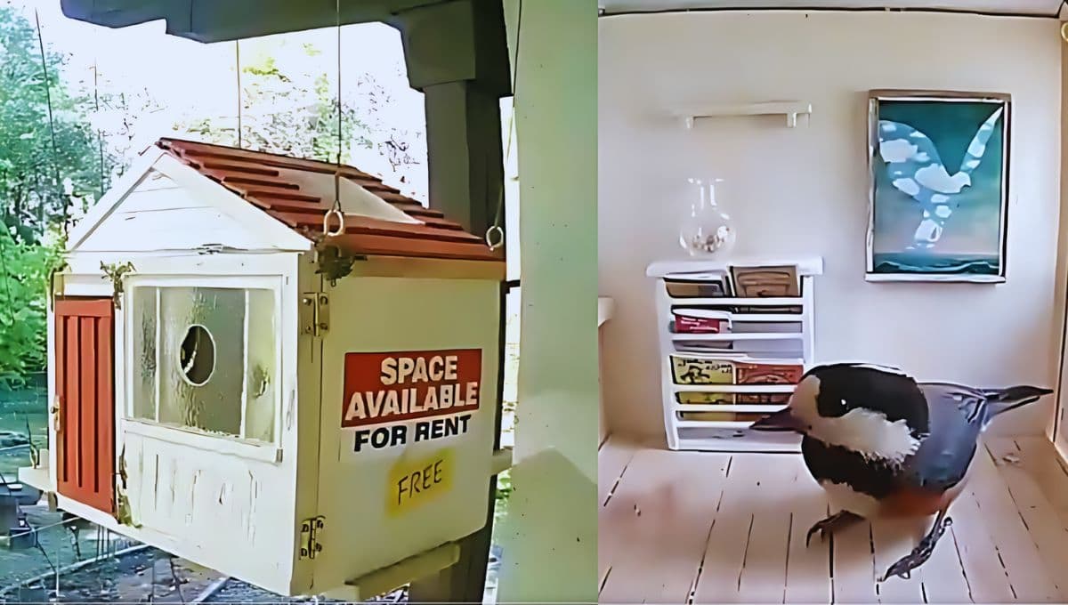 El tierno video donde unos pajaritos se mudan a una casa de madera y construyen su nido