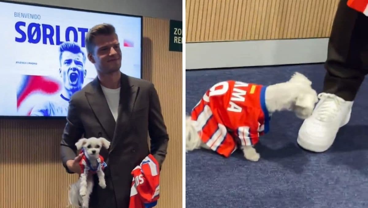 Fue fichado por importante club de futbol y llega a su presentación con su perro