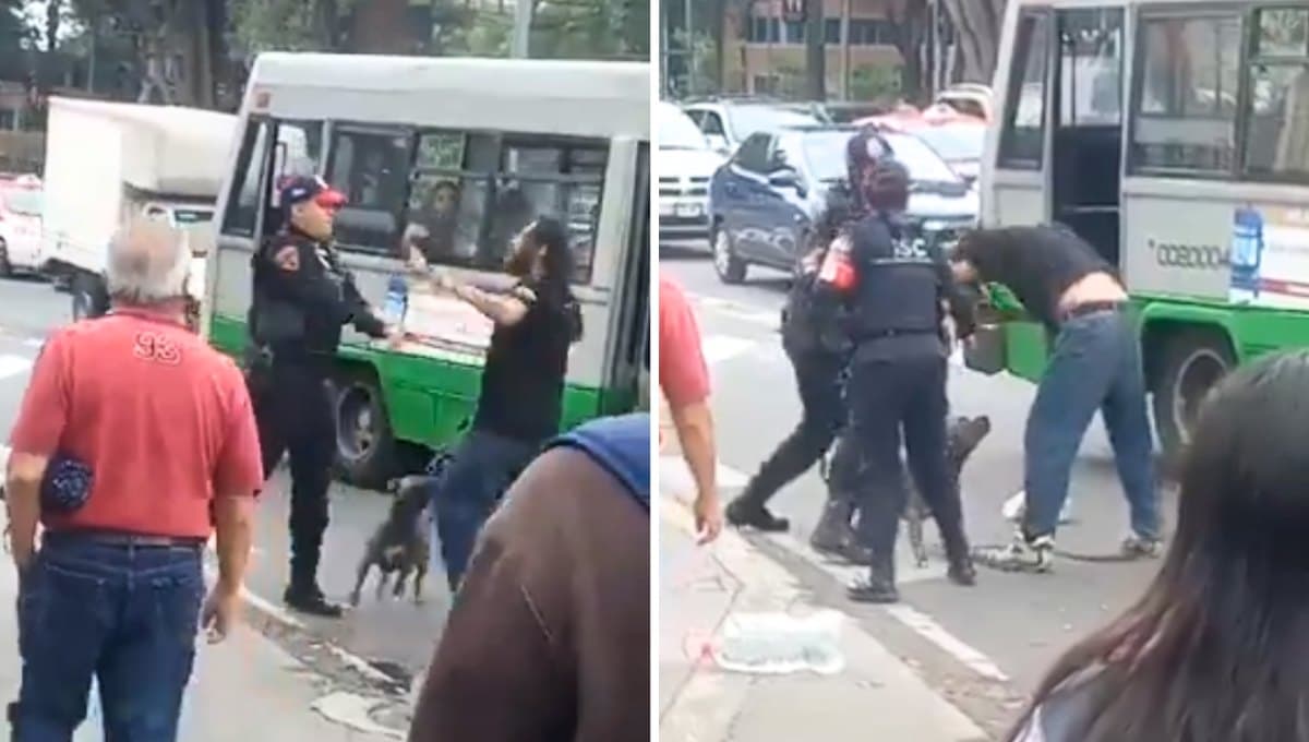 VIDEO: Policía se pelea con un hombre para defender a un perro