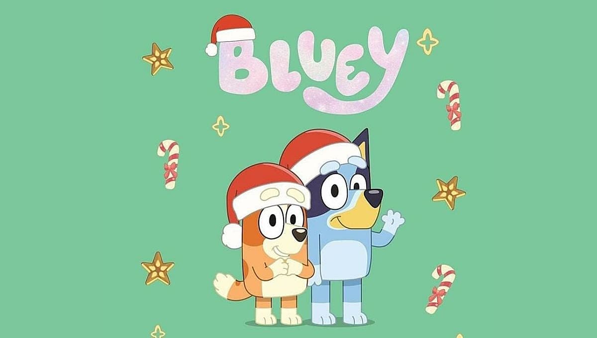 5 plantillas de Bluey y Bingo Navideño para colorear e imprimir
