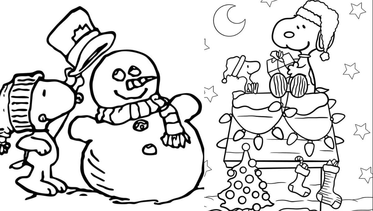 5 plantillas de Navidad para colorear de Snoopy con tus hijos