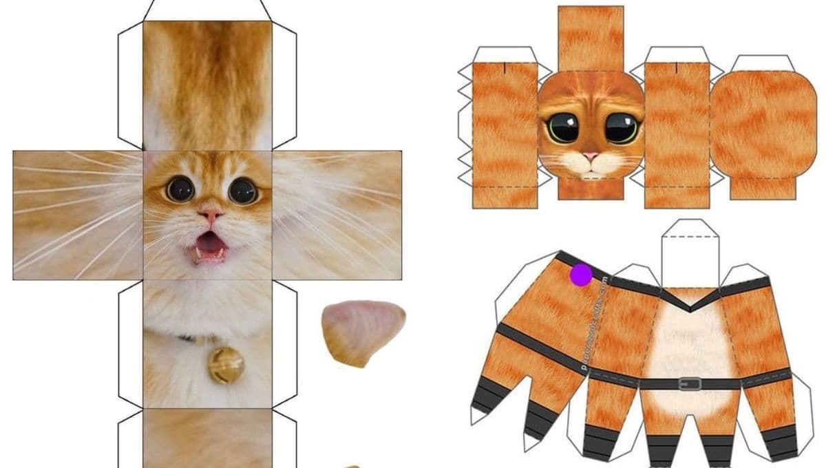 5 plantillas bonitas de gatos para imprimir y armar