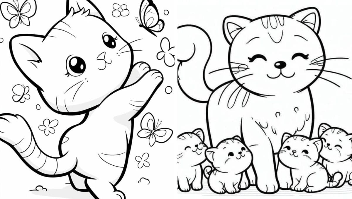 5 plantillas de gatos para colorear