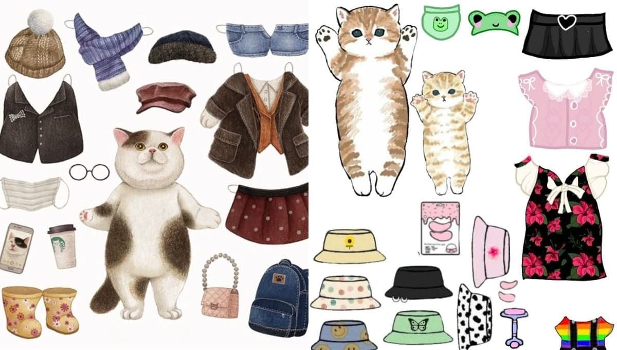 5 Plantillas de gatitos kawaii para imprimir y vestir